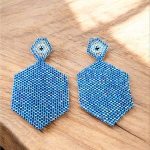 Sky Blue Geometric Beaded Earrings